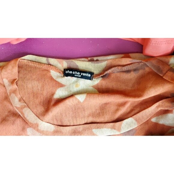 Vintage 90s Y2K Second Skin Printed Top Boho Hippie Floral Mesh - Picture 6 of 6